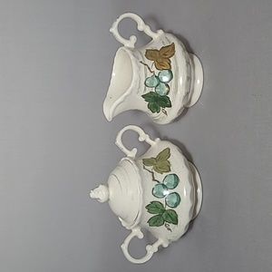 Vernon Ware Metlox Pottery California Vineyard Grape Sugar & Creamer Set